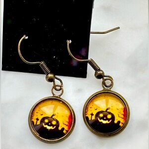 Gold Halloween Pumpkin Earrings - NWT